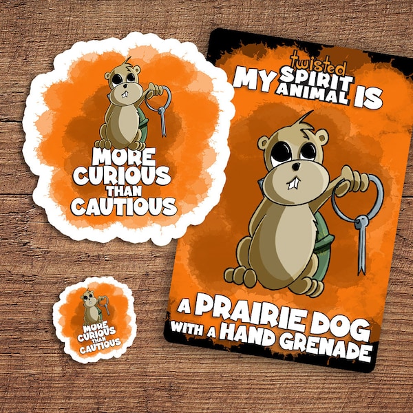 Prairie Dog with a Hand Grenade / Twisted Spirit Animal - Sticker pack