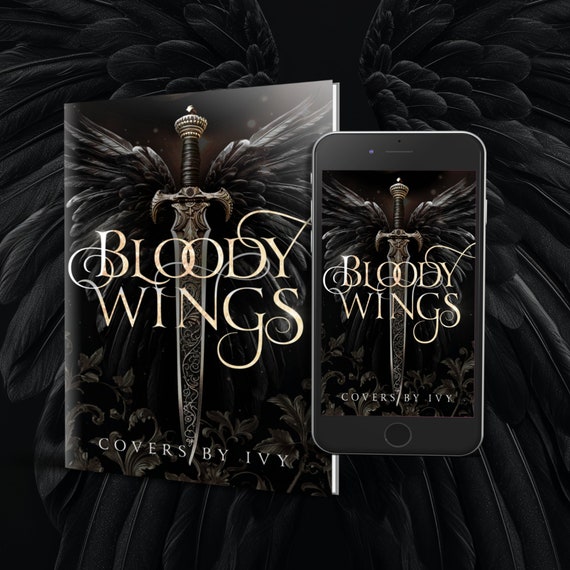Bloody Wings Premade Book Cover, Gothic Fantasy Ebook Design
