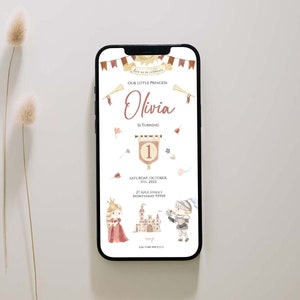 Princess Birthday Invitation Electronic Invitation, Castle Birthday Invitation, Editable  Princess  Birthday Evite, Digital Birthday Evite
