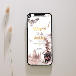 Magical Wizard Birthday Party Electronic Invitation, Magical Birthday Party Invite Magic School Wizardry HP Party Smartphone evite