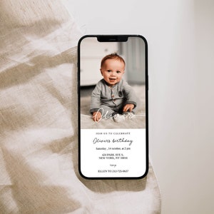 Birthday Invitation with name and photo, Birthday phone digital Evite, any age Birthday electronic Photo Invite, Photo Birthday Invitation