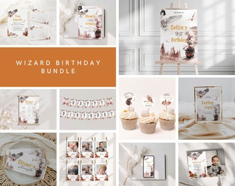 Wizard Birthday Bundle Set, Magical School Birthday Bundle, Wizard Birthday Bundle, wizard 1st birthday, wizard first birthday invitation