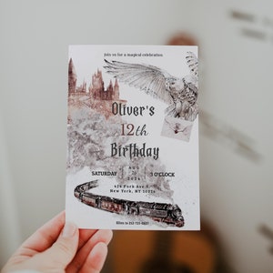 Magical Wizard Birthday Invitation, Magical Wizard Party Invite, Magic School Wizardry HP Party Instant Download, Printable WizardInvite