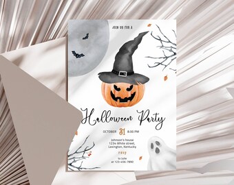 Halloween-Party-Einladung, Halloween Invite, Kürbis H1, Halloween-Party, Halloween-Kürbis Evite