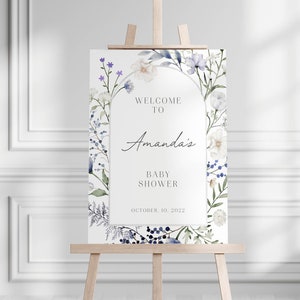 Baby Shower Welcome Sign, Wildflower Welcome Sign Poster, Baby Shower Floral Sign, Printable Editable Template Instant Download