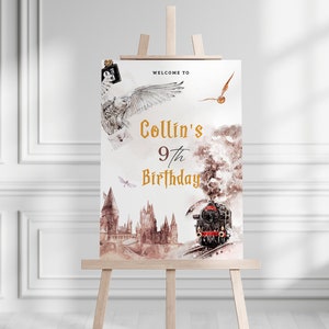 Wizard Welcome Sign, Magical School Birthday welcome sign, Editable wizard Birthday Invitation Template, Magical Wizard Birthday Party evite