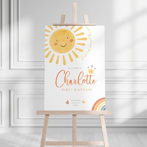 First Trip Around the Sun Welcome Sign, Sunshine First Birthday, Editable Sunshine Birthday Invitation Template, Sunshine 1st Birthday