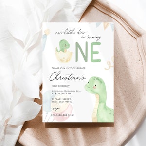 Dinosaurier ersten Geburtstag Evite, Dino Wild One ersten Geburtstagseinladung, Dino-Party einladen, Dinosaurier 1. Geburtstag einladen, Dino ersten Geburtstag