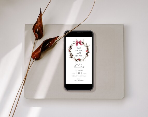 Electronic Christmas Party Invitation Template, Christmas Evite free, Digital Christmas Invitation, Holiday Party Invite, Text evite e-card