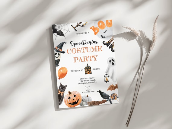 Halloween Costume Party Invitation, Halloween Invite, Spooktacular Halloween, Halloween Party Invite, Pumpkin H1, pumpkin halloween evite