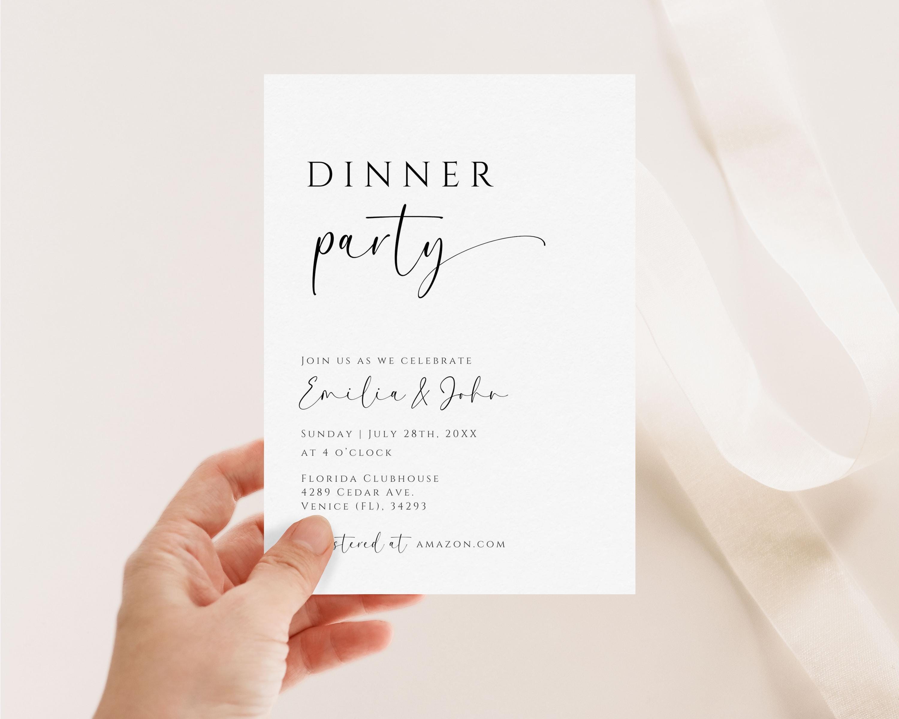 Simple Dinner Invite Dinner Party Invitation Template, Minimalist Rehearsal Dinner Invite ...