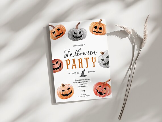 Halloween Party  Invitation, Halloween Invite, Spooktacular Halloween, Halloween Party Invite, Pumpkin H1, pumpkin halloween evite