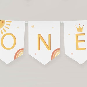 First trip around the sun Birthday Highchair Banner, Sun Highchair Banner, Editable Sunshine Birthday Template, Boho Sunshine 1st Birthday