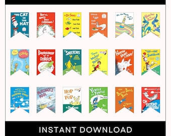 Dr. Seuss Book Cover Pennant Banner – Printable Party Décor (45 Designs in 2 Sizes!)
