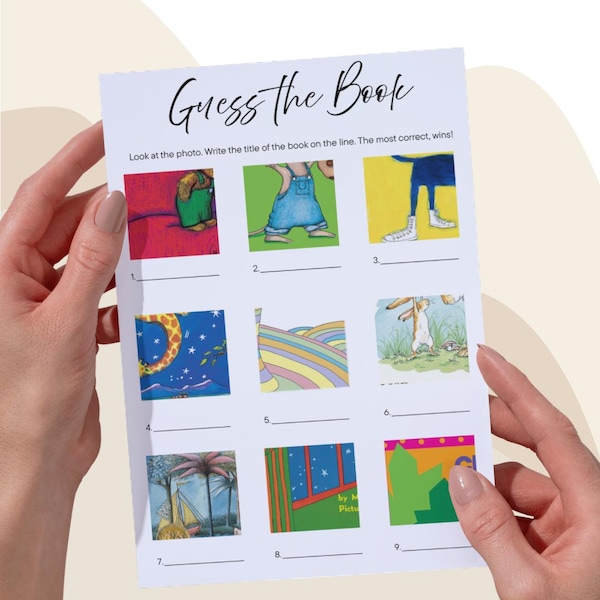 Raten Sie das Buch Spiel Printable | Kinderbuch Quiz Spiel | Babyparty-Geburtstags-Party-Spiel | Sofort Download PDF