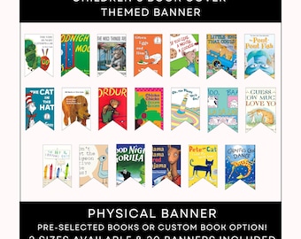 Children’s Book Cover Pennant Banner – Physical Party Décor | 20 Pre-Cut Book Pennants (4x6 or 5x7)