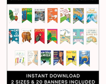 Children’s Book Cover Pennant Banner – Printable Party Décor (20 Designs in 2 Sizes!)