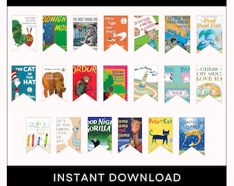 Children’s Book Cover Pennant Banner – Printable Party Décor (20 Designs in 2 Sizes!)