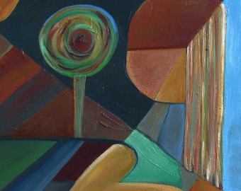 Cubist Abstract Original Oil Painting, Hand Painted, Modern Cubism, One of a Kind Signed Artwork (not a print or reproduction) Textured Oil