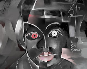 Canvas Art Print, Abstract Cubism, Contemporary Wall Art, Painting Print, Large Art, Cubist Face, Expressionist Art Modern Abstract Cubism