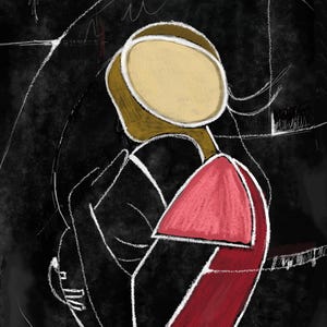 Motherhood Fine Art Print, Abstract Mother And Child Canvas Art, Printable Wall Art from Original Painting, Gift for Mom, Large Cubist Art