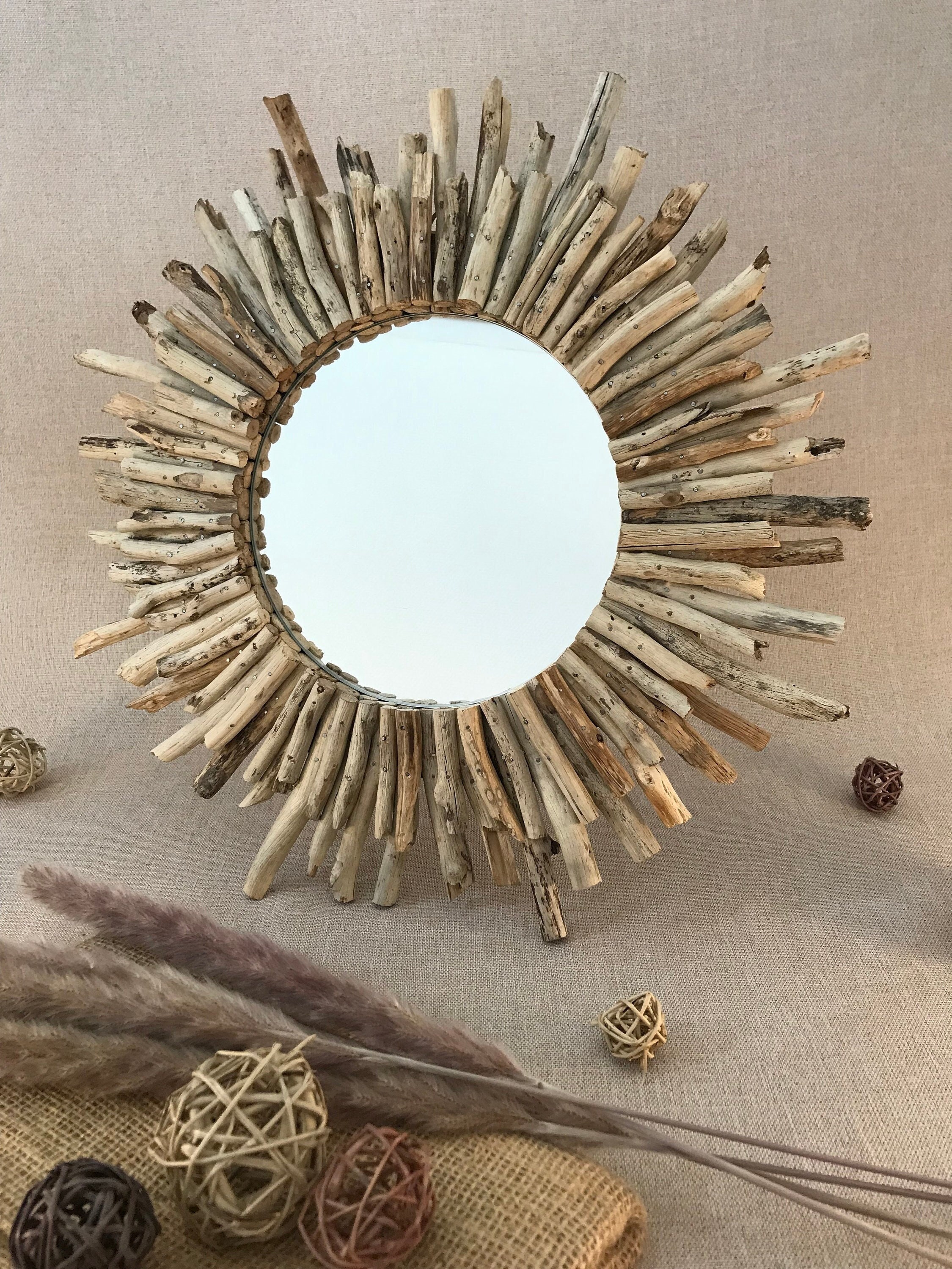 Miroir en bois flotté carré - paprykacapique