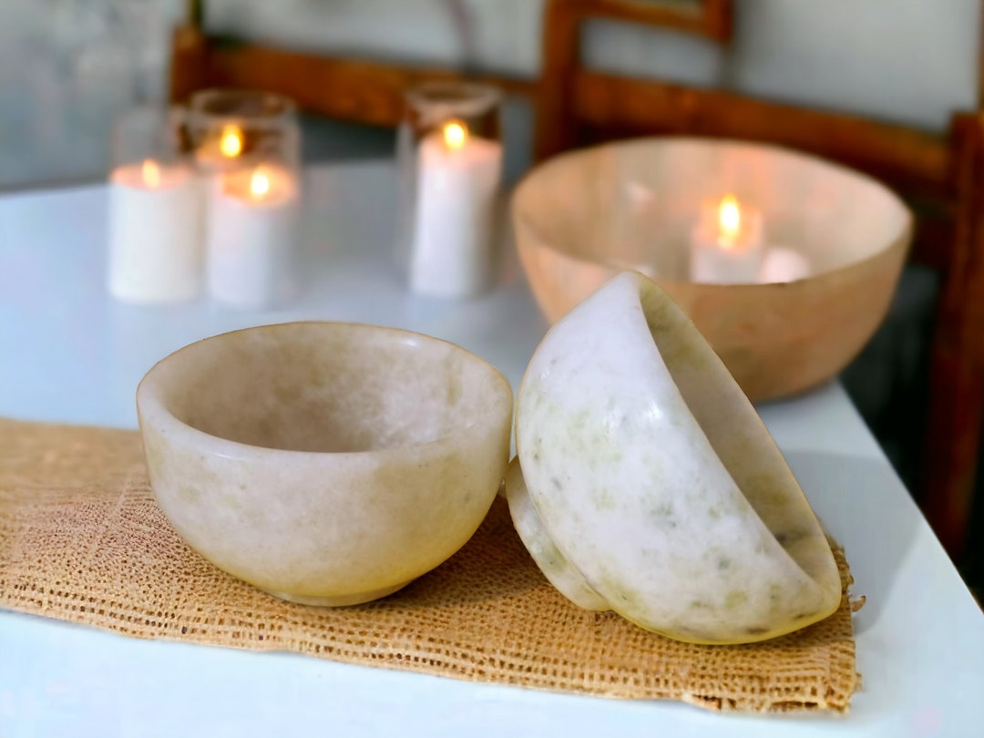 Polished Cauliflower Jade Small Bowl Decorative Ornamental Home Accent