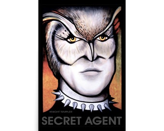 Poster Portrait animalier, agent secret, chevalier templier, hibou