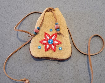 Beaded Pouch, Indigenous Medicine Pouch, Coin Purse, Dice Bag,