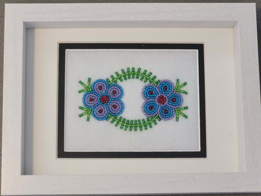 Metis Flower Beadwork, Cree Beadwork, Native Beadwork, Framed Bead Work