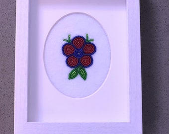 Metis Flower Beadwork, Cree Beadwork, Native Beadwork, Framed Bead work,