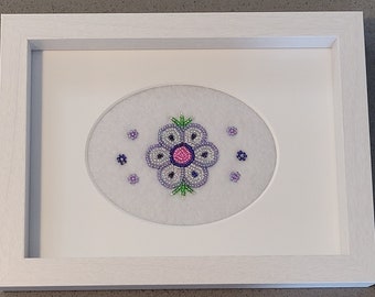 Metis Flower Beadwork, Cree Beadwork, Native Beadwork, Framed Bead work,