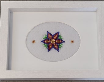 Metis Flower Beadwork, Cree Beadwork, Native Beadwork, Framed Bead work,