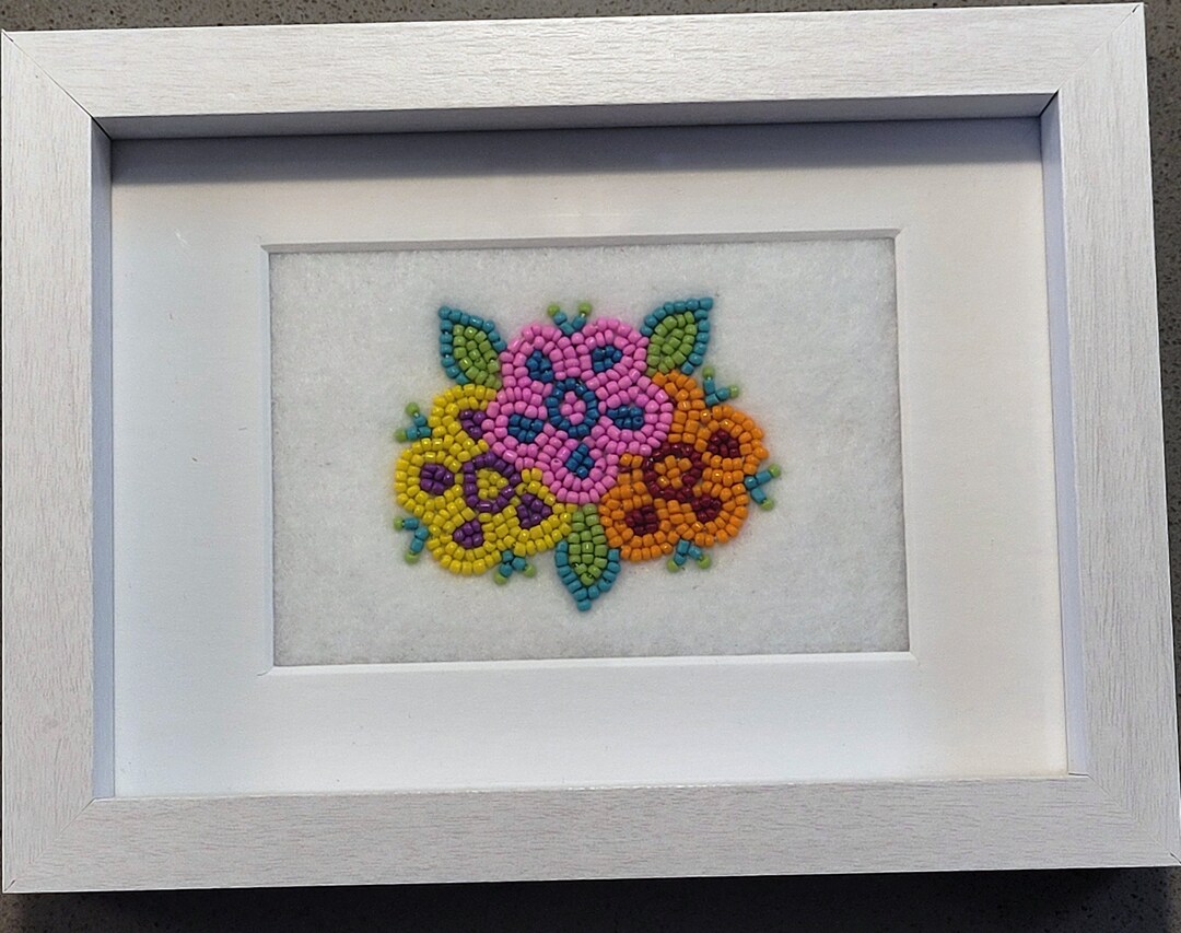 Metis Flower Beadwork Cree Beadwork Native Beadwork Framed Etsy