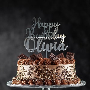 Modern Script Happy Birthday Cake Topper - Birthday Party Decorations - Birthday Cake Topper