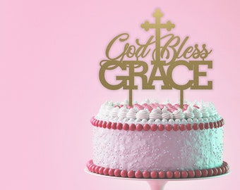 Baptism Cake Topper For Girl | God Bless Cake Topper | Cross Cake Topper | Baptism Cake Topper Gift | Gift For Baptism | Baptism Boy Gift