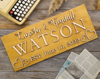 Custom Wood Sign Personalized Wedding Gift Last Name Established Sign Family Name Sign Anniversary Gift Wooden Sign Wedding Sign Couple Gift