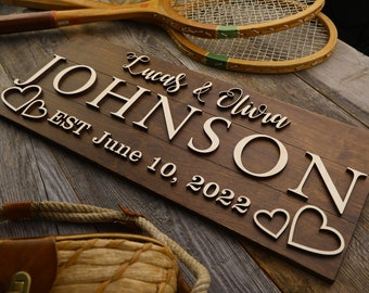 Personalized Wedding Gift Last Name Established Sign Family Name Sign Wooden Sign Custom Wood Sign Anniversary Couple Gift Personalized Sign