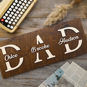 Personalized Fathers Day Gift | Father's Day Gift | Dad Sign | Gift for Dad on Fathers Day | Rustic Sign for Dad | Family Name Sign Idea