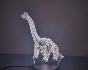 Veilleuse lampe 3d en acrylique inspiré  de Dinosaure Diplodocus - Une idée cadeau originale !