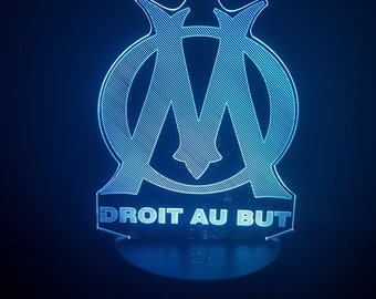 Veilleuse lampe 3D multicolore OM Olympique de Marseille avec télécommande - Une idée cadeau originale ! Personnalisation possible