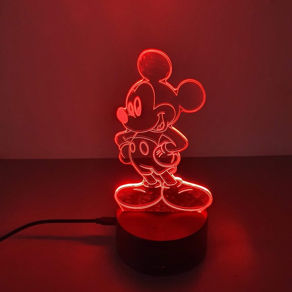 Veilleuse lampe 3d en acrylique inspiré  de Mickey Mouse (2) - Une idée cadeau originale !