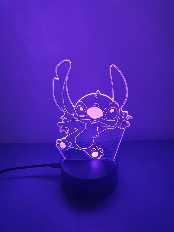 Stitch Lampe 3D Manga Veilleuse LED, Stitch Lampe de Chevet Veilleuse 16  Couleurs