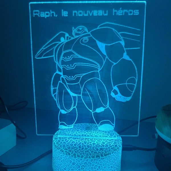 Veilleuse lampe 3d en acrylique gravé à l'image de votre choix,  - Une idée cadeau originale et personnalisée !