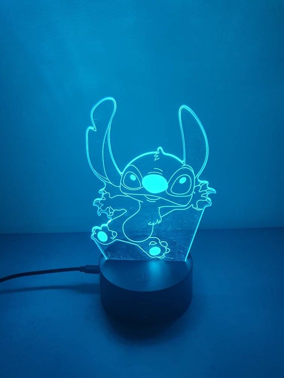 Stitch Lampe 3D Manga Veilleuse LED, Stitch Lampe de Chevet