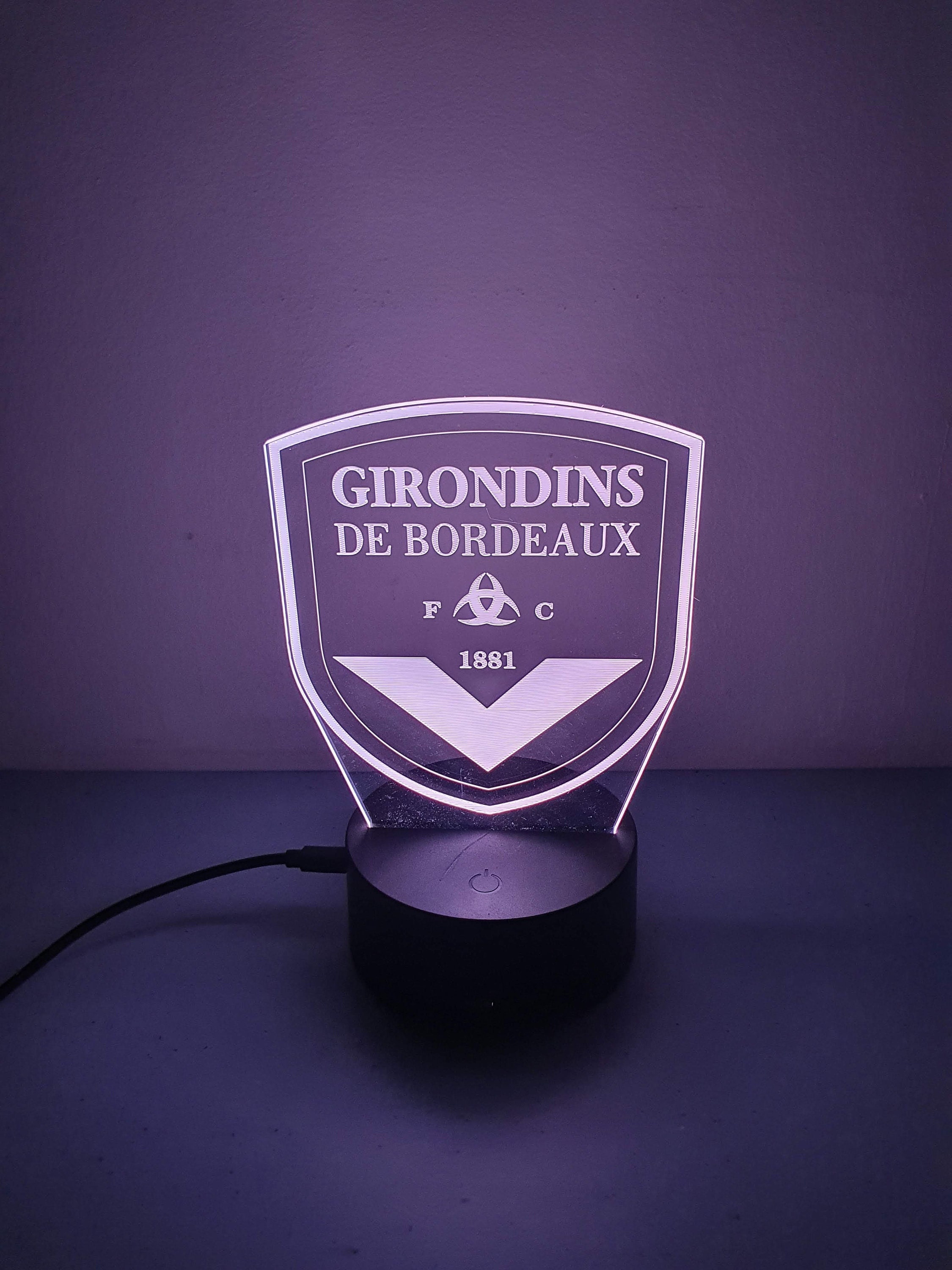Veilleuse lampe 3d en acrylique inspiré de l'équipe des Girondins de  Bordeaux Une idée cadeau originale -  France