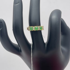 Jade and CZ Diamond ring 5.5