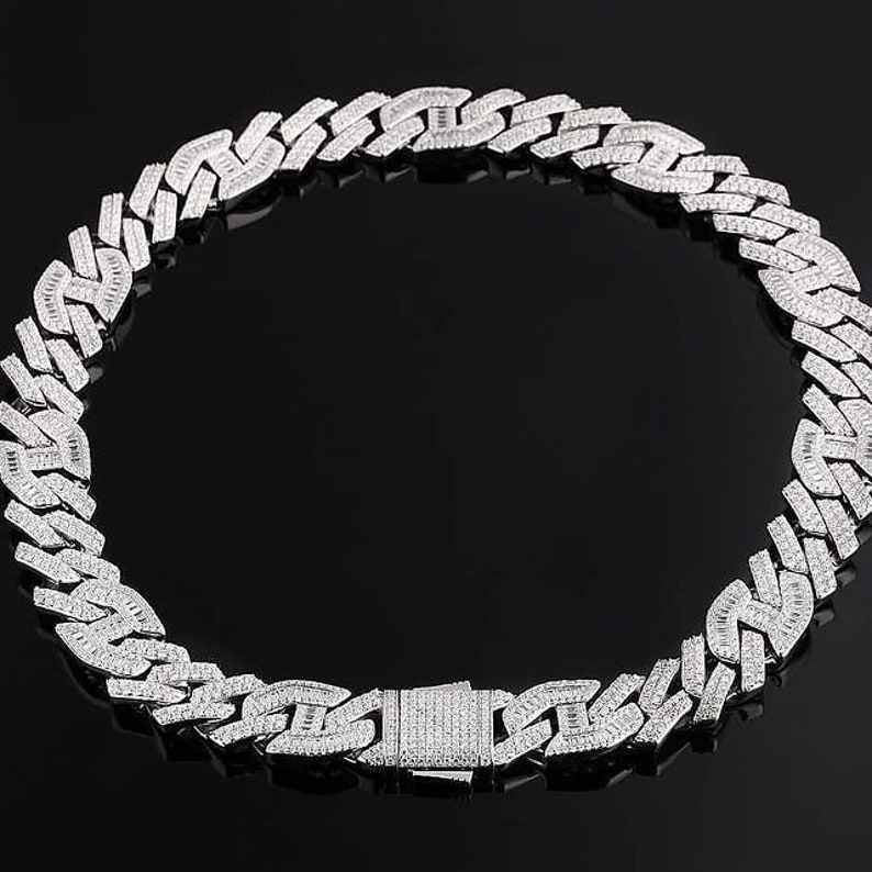 22MM Men Chain Cuban Link Chain Round Moissanite Diamond Etsy
