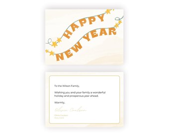 Real Estate New Years Card for Clients Editable Thank You Marketing Mailer Template Realtor Printable Customizable (Canva Digital Download)