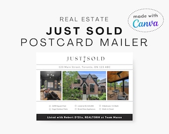 Real Estate Just Sold Postcard Template | Realtor Marketing (Digital Canva Template)